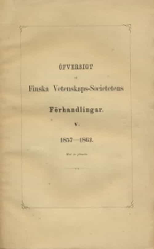 Öfversigt at Finska Vetenskaps-Societetens