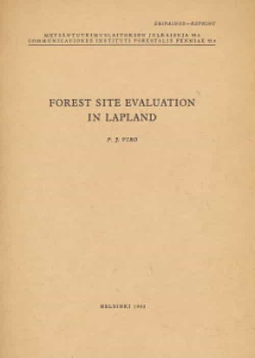 Forest site evaluation in Lapland, Metsäntutkimuslaitoksen julkaisuja 55.9