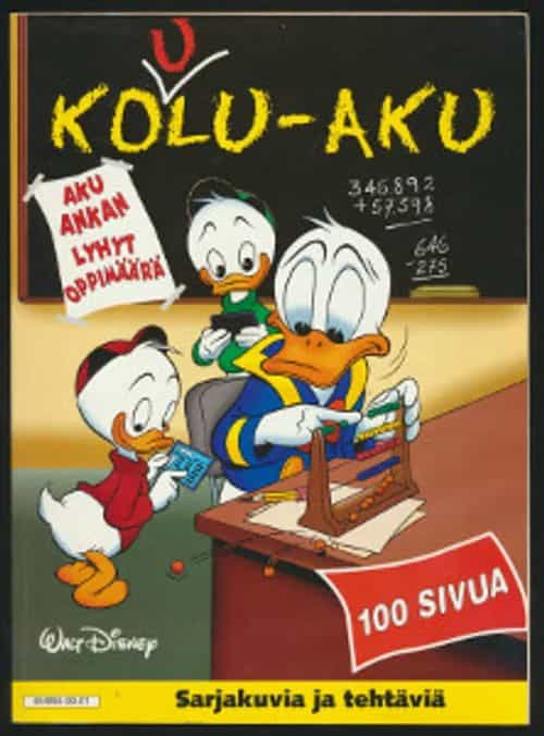 Koulu-Aku Aku Ankan lyhyt oppimäärä sarjakuvia ja tehtäviä
