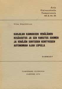 Karjalan kannaksen venäläinen kesäasutus ja sen vaikutus Suomen ja Venäjän suhteiden kehitykseen autonomian ajan lopulla