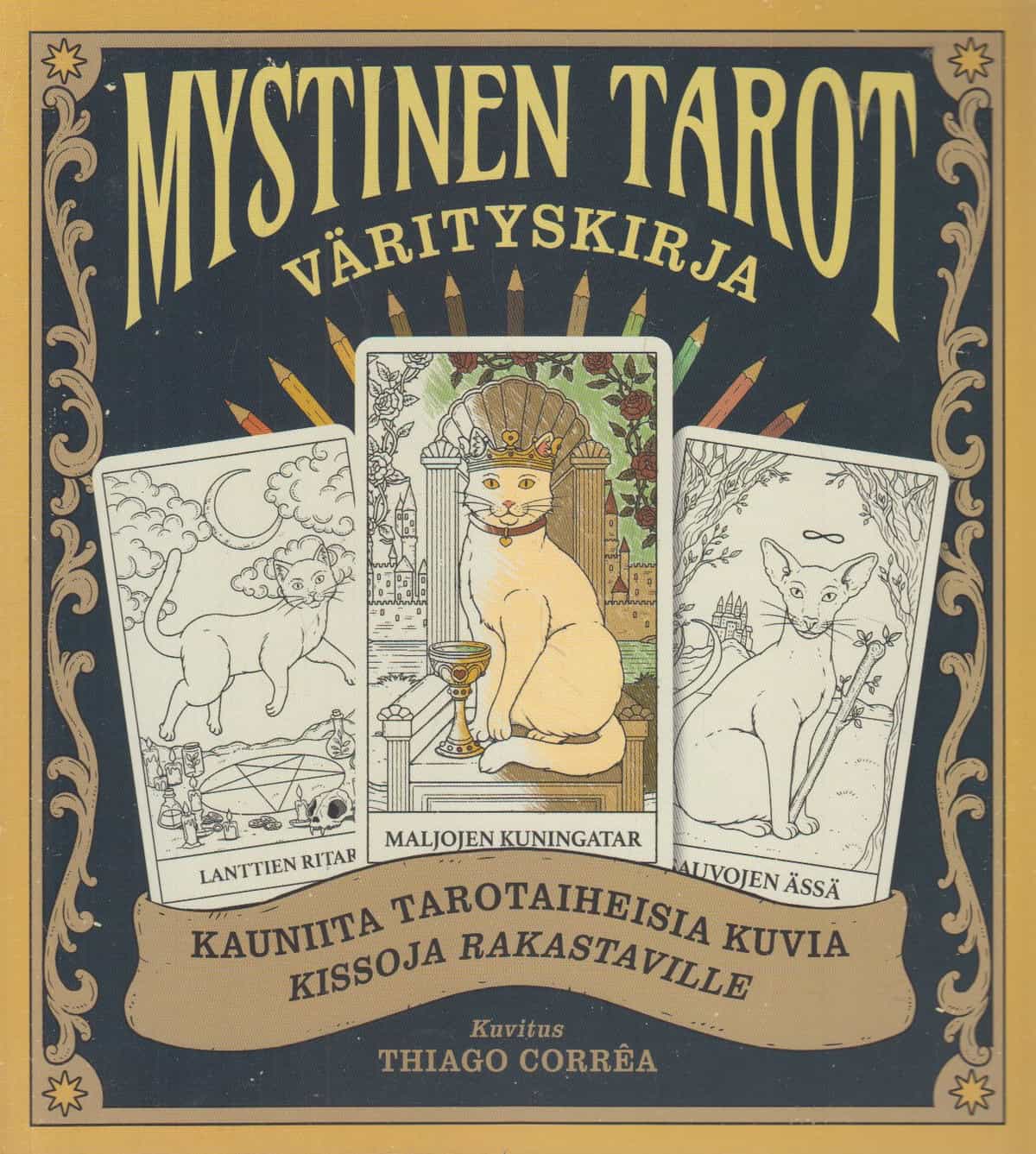 Mystinen tarot Värityskirja - Kauniita tarotaiheisia kuvia kissoja rakastaville