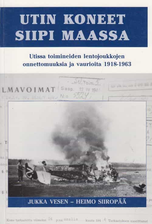 Utin koneet siipi maassa - Utissa toimineiden lentojoukkojen onnettomuuksia ja vaurioita 1918-1963