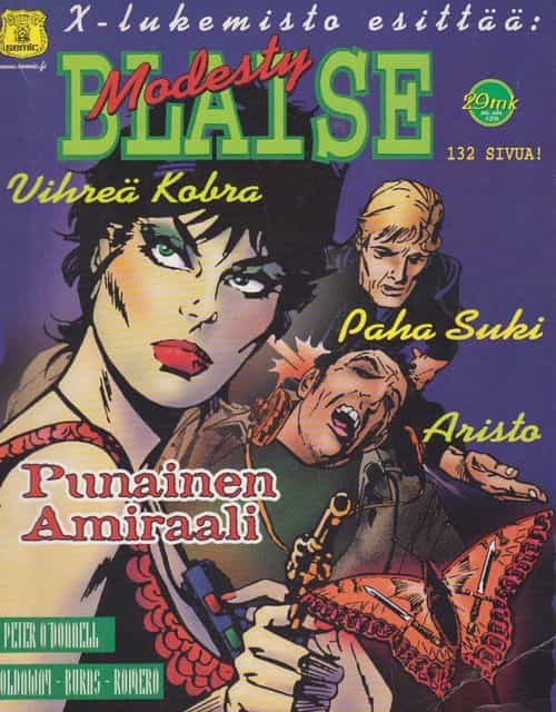 X-lukemisto esittää Modesty Blaise - Vihreä kobra, Punainen Suki, Aristo, Punainen amiraali